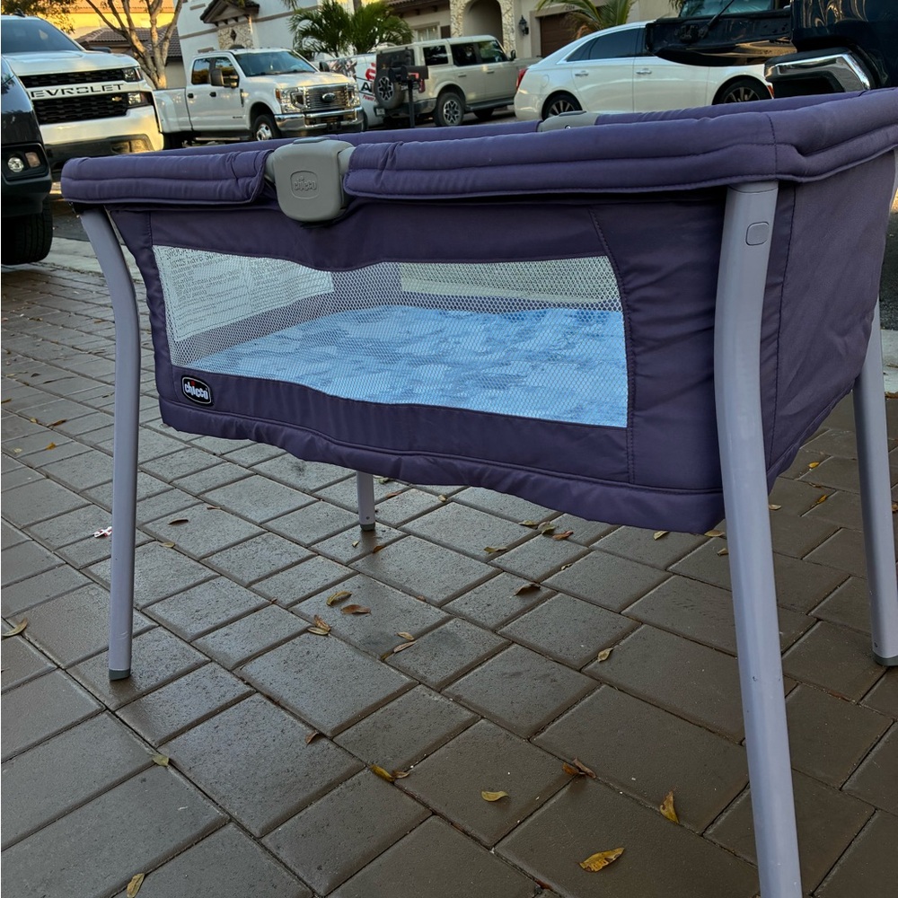 chic Purple Baby Bassinet with Mesh Sides